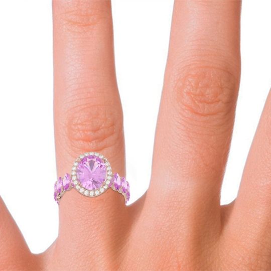Ornate Halo Oval Rajakula Ring