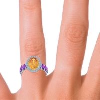 Ornate Halo Oval Rajakula Ring