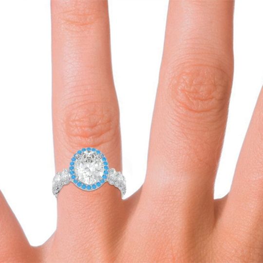 Ornate Halo Oval Rajakula Ring