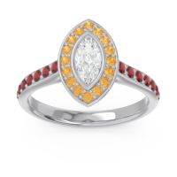 Lab Diamond Ring In 14k White Gold With Citrine And Garnet Pravahana Marquise Halo Ring