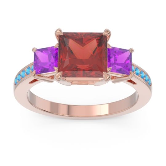 Three Stone Pave Princess Alinda Ring