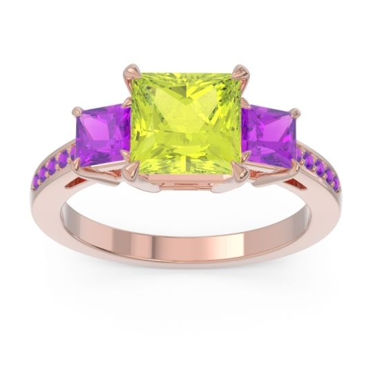 Three Stone Pave Princess Alinda Ring