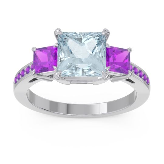 Three Stone Pave Princess Alinda Ring