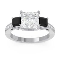 Three Stone Pave Princess Alinda Ring