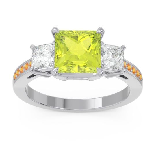 Three Stone Pave Princess Alinda Ring