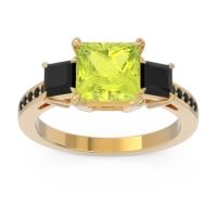 Three Stone Pave Princess Alinda Ring