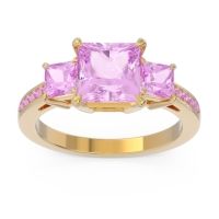 Three Stone Pave Princess Alinda Ring