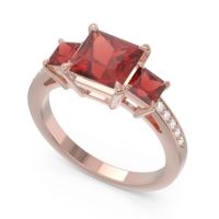 Three Stone Pave Princess Alinda Ring