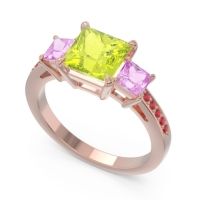 Three Stone Pave Princess Alinda Ring