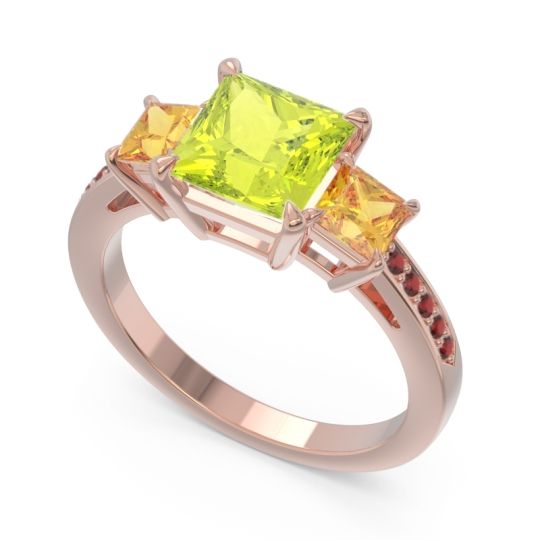 Three Stone Pave Princess Alinda Ring