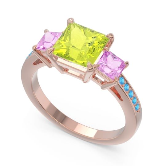 Three Stone Pave Princess Alinda Ring
