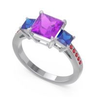 Three Stone Pave Princess Alinda Ring