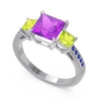 Three Stone Pave Princess Alinda Ring