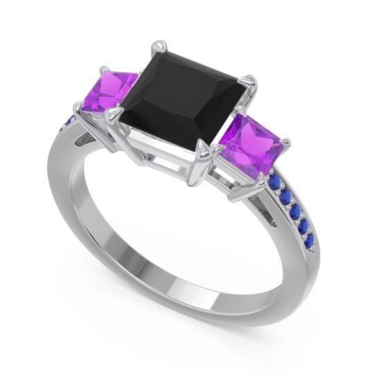 Three Stone Pave Princess Alinda Ring