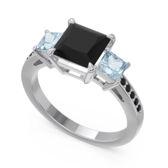 Three Stone Pave Princess Alinda Ring