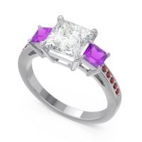 Three Stone Pave Princess Alinda Ring