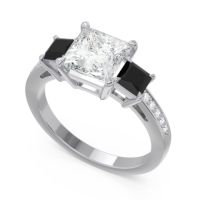 Three Stone Pave Princess Alinda Ring