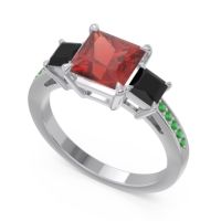 Three Stone Pave Princess Alinda Ring