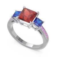 Three Stone Pave Princess Alinda Ring