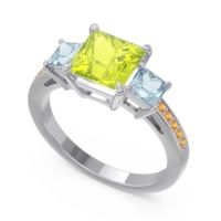 Three Stone Pave Princess Alinda Ring