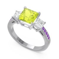 Three Stone Pave Princess Alinda Ring