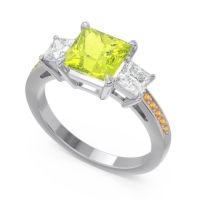 Three Stone Pave Princess Alinda Ring