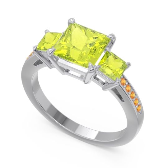 Three Stone Pave Princess Alinda Ring