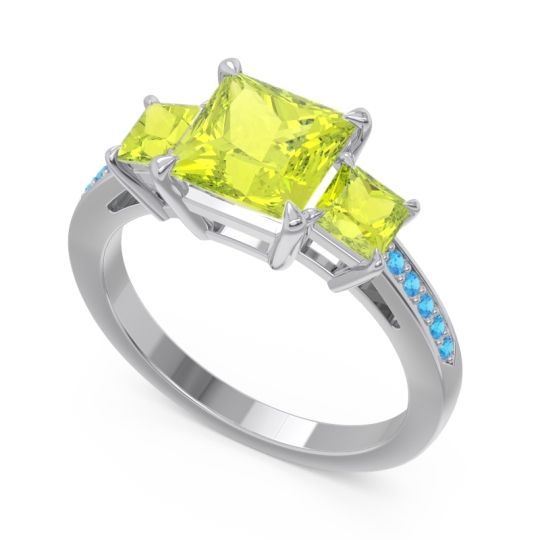 Three Stone Pave Princess Alinda Ring