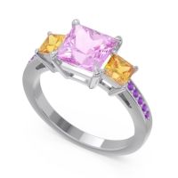 Three Stone Pave Princess Alinda Ring