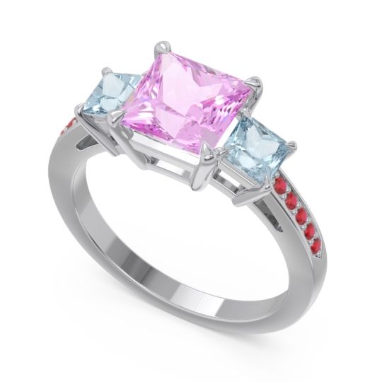 Three Stone Pave Princess Alinda Ring