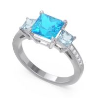 Three Stone Pave Princess Alinda Ring