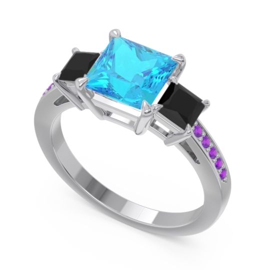 Three Stone Pave Princess Alinda Ring