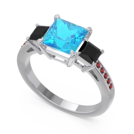 Three Stone Pave Princess Alinda Ring