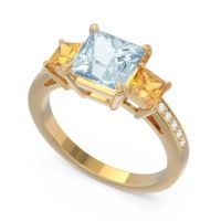 Three Stone Pave Princess Alinda Ring