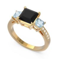 Three Stone Pave Princess Alinda Ring