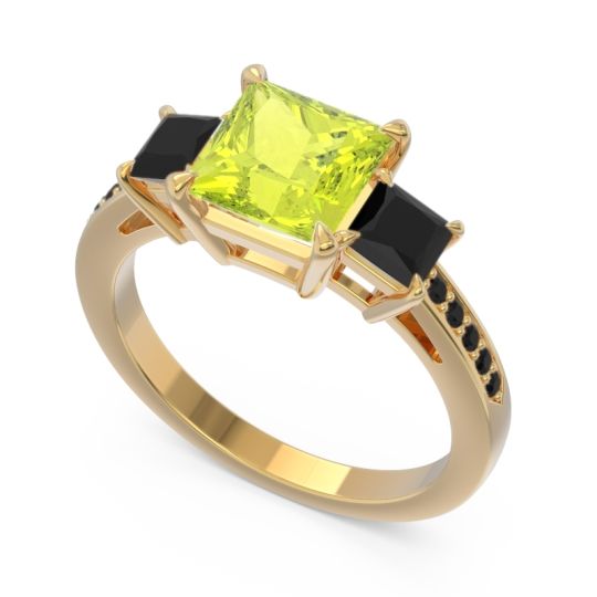 Three Stone Pave Princess Alinda Ring