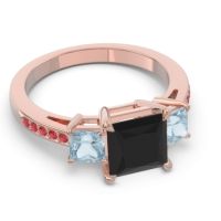 Three Stone Pave Princess Alinda Ring
