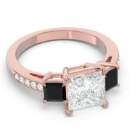 Three Stone Pave Princess Alinda Ring