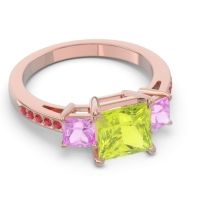 Three Stone Pave Princess Alinda Ring