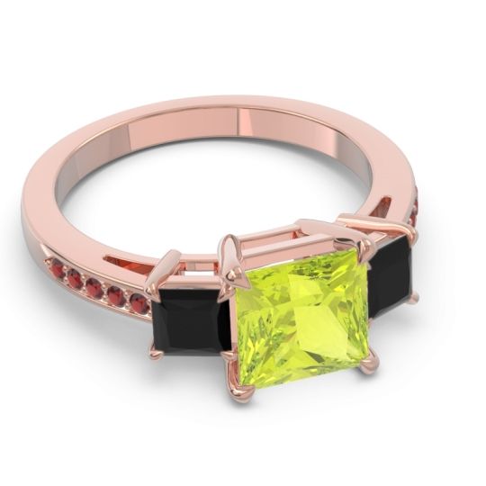 Three Stone Pave Princess Alinda Ring