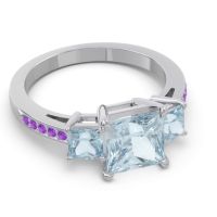 Three Stone Pave Princess Alinda Ring