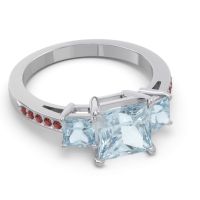 Three Stone Pave Princess Alinda Ring