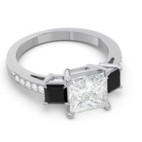 Three Stone Pave Princess Alinda Ring