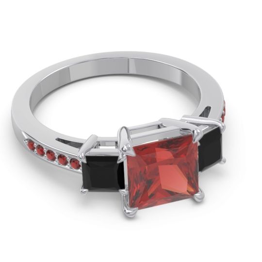 Three Stone Pave Princess Alinda Ring