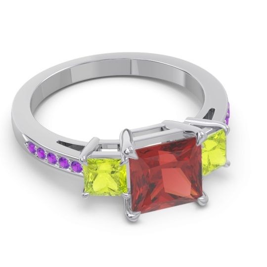 Three Stone Pave Princess Alinda Ring