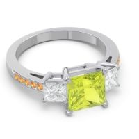 Three Stone Pave Princess Alinda Ring