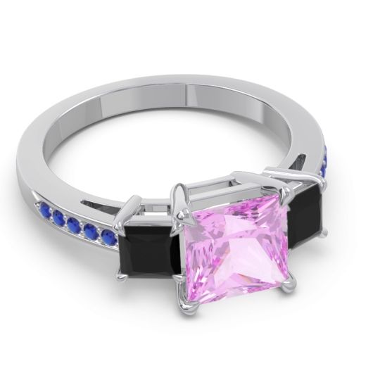 Three Stone Pave Princess Alinda Ring