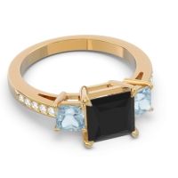 Three Stone Pave Princess Alinda Ring