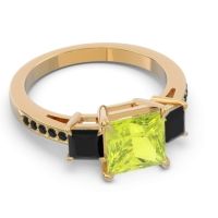 Three Stone Pave Princess Alinda Ring