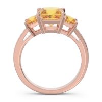 Three Stone Pave Princess Alinda Ring